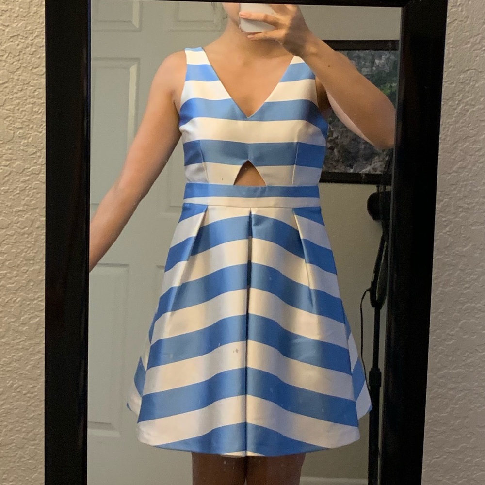 Top shop blue stripe silky princess dress